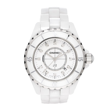 Chanel Stainless Steel Ceramic Diamond 33mm J12 Quartz Watch White 1 of 7