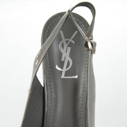 Saint Laurent Vitello Vernice Tribtoo Slingback Platform Pumps Flannel 40.5 7 of 10