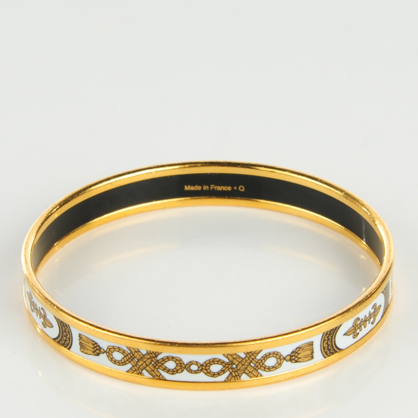 Enamel Printed Narrow Grand Apparat Bracelet 65 Blanc