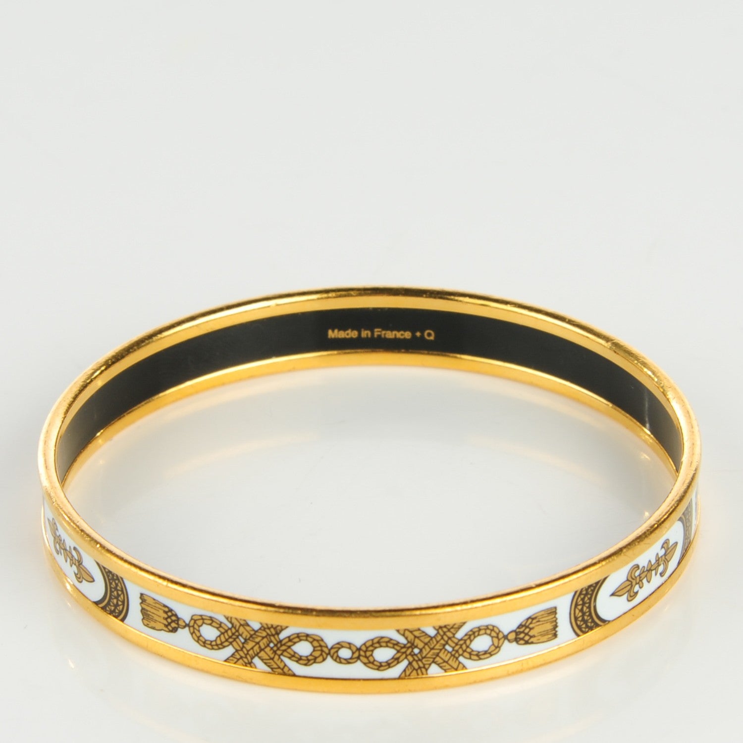 Hermes Enamel Printed Narrow Grand Apparat Bracelet 65 Blanc 3 of 5