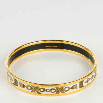 Hermes Enamel Printed Narrow Grand Apparat Bracelet 65 Blanc 3 of 5