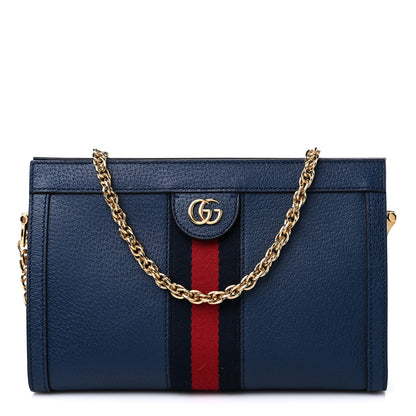 Gucci Textured Calfskin Web Small Ophidia Chain Shoulder Bag Blue Agata 1 of 10