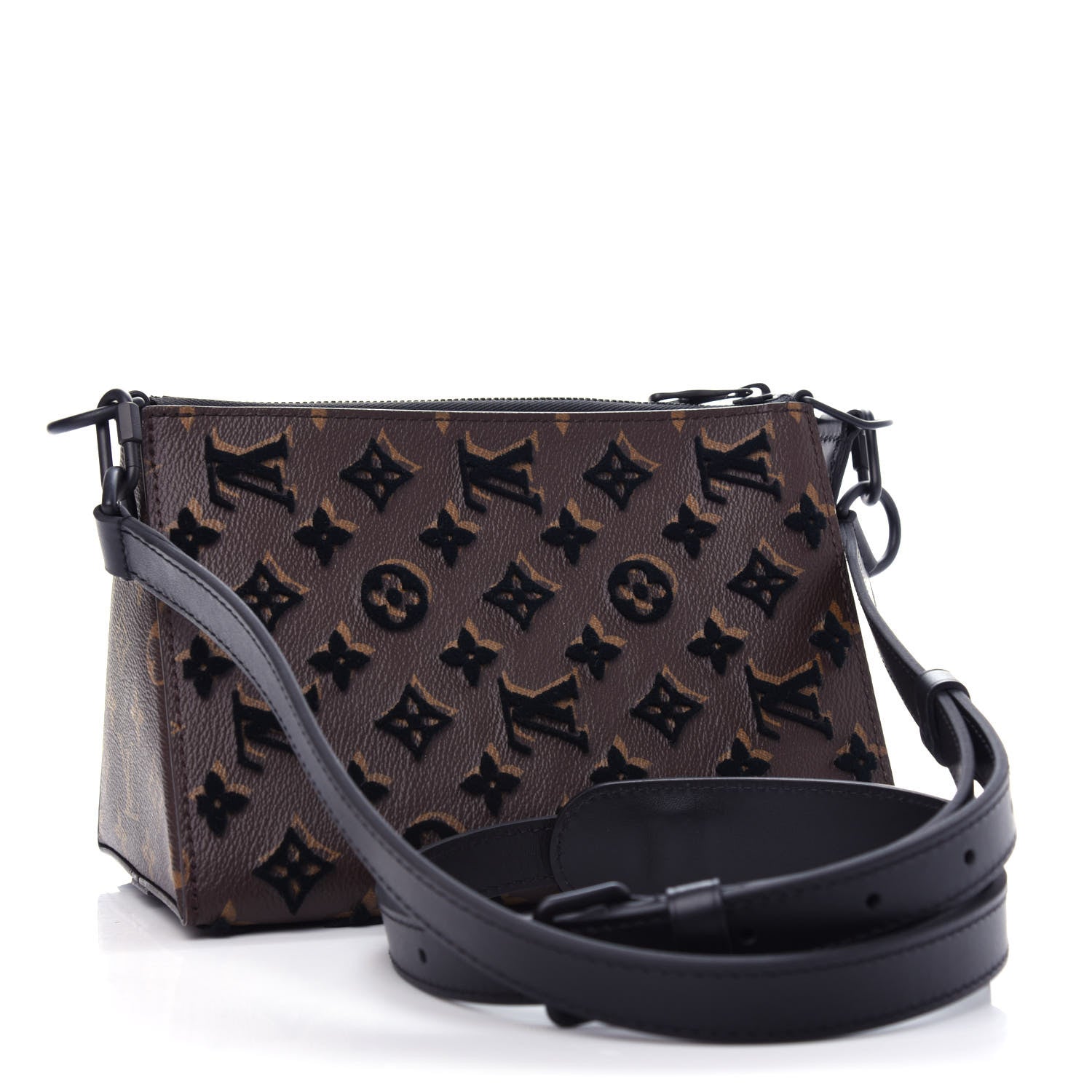 Louis Vuitton Monogram Tuffetage Triangle Messenger Black 3 of 12