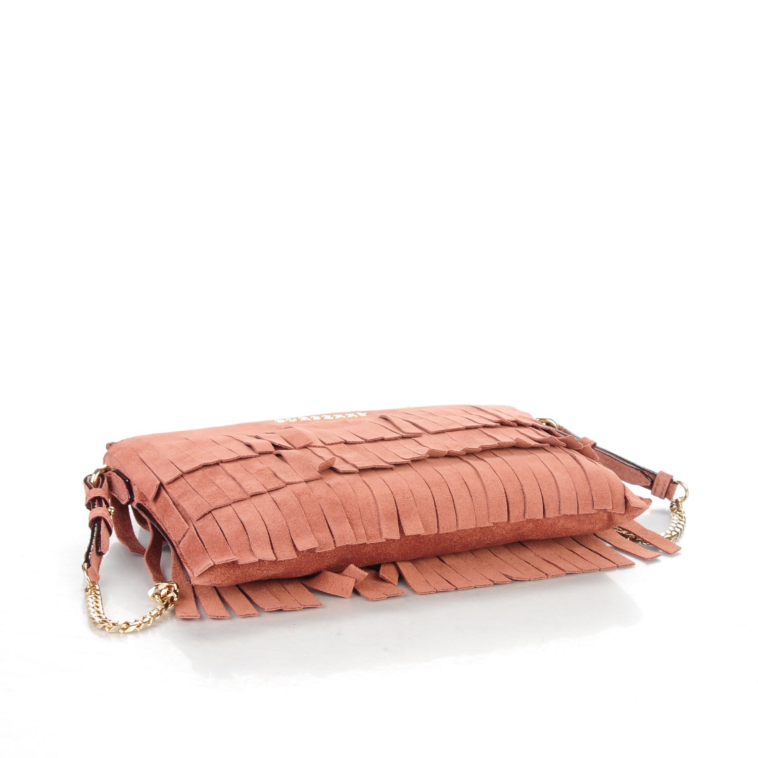 Burberry Suede Fringe Peyton Crossbody Clutch Bag Russet Pink 6 of 10