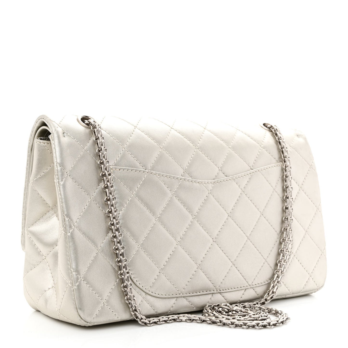 Metallic Lambskin Quilted 2.55 Reissue 227 Flap Silver