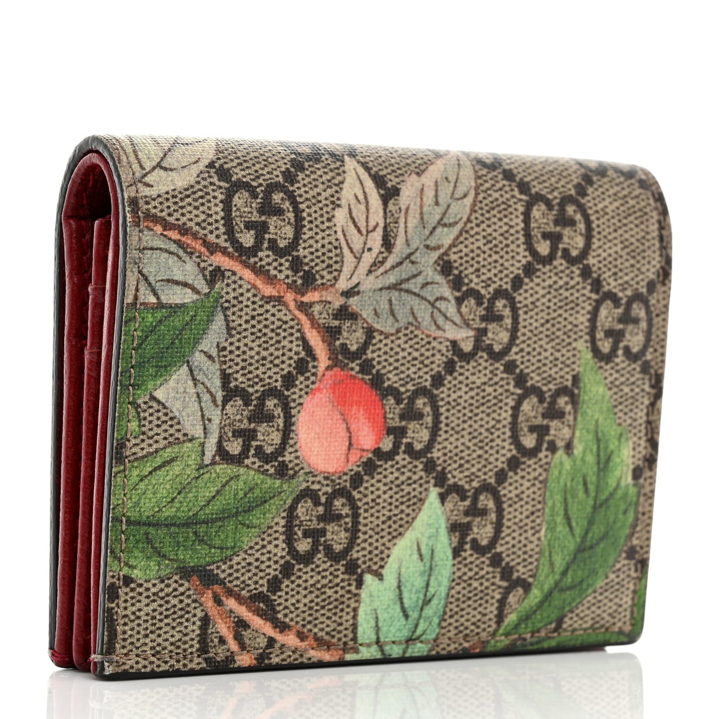 GG Supreme Monogram Tian Card Case Beige Multicolor Red
