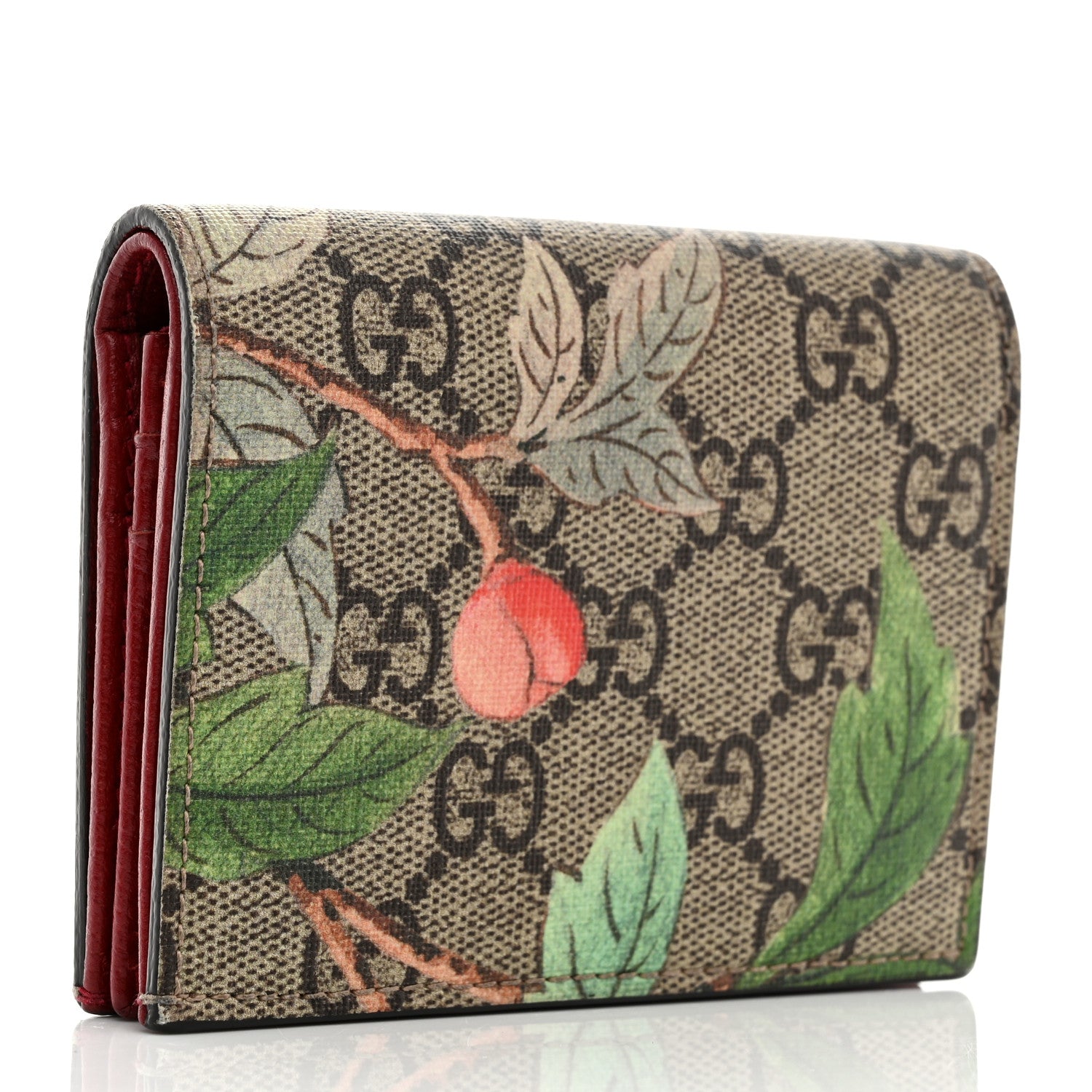Gucci GG Supreme Monogram Tian Card Case Beige Multicolor Red 3 of 7