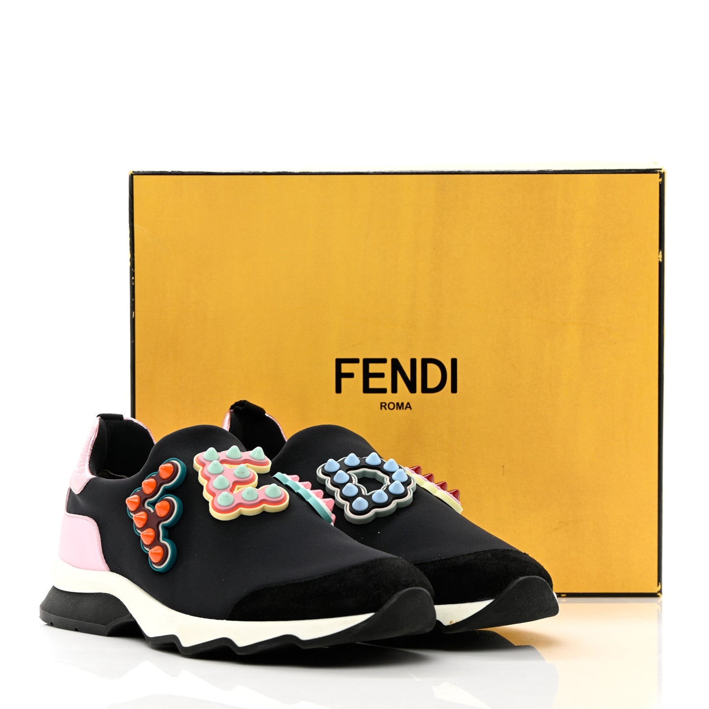 Neoprene Studded Fun Fair Scuba Sneakers 38 Pink Multicolor