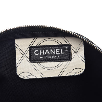 Chanel Coated Canvas Camellia Printed Calfskin Bowling Bag Black Beige 7 of 8