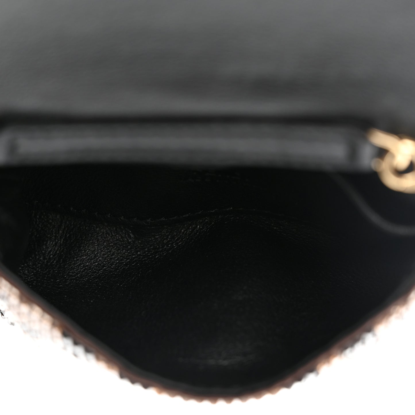 Crystal Vitello King FF Beaded Nano Baguette Charm Moro Black
