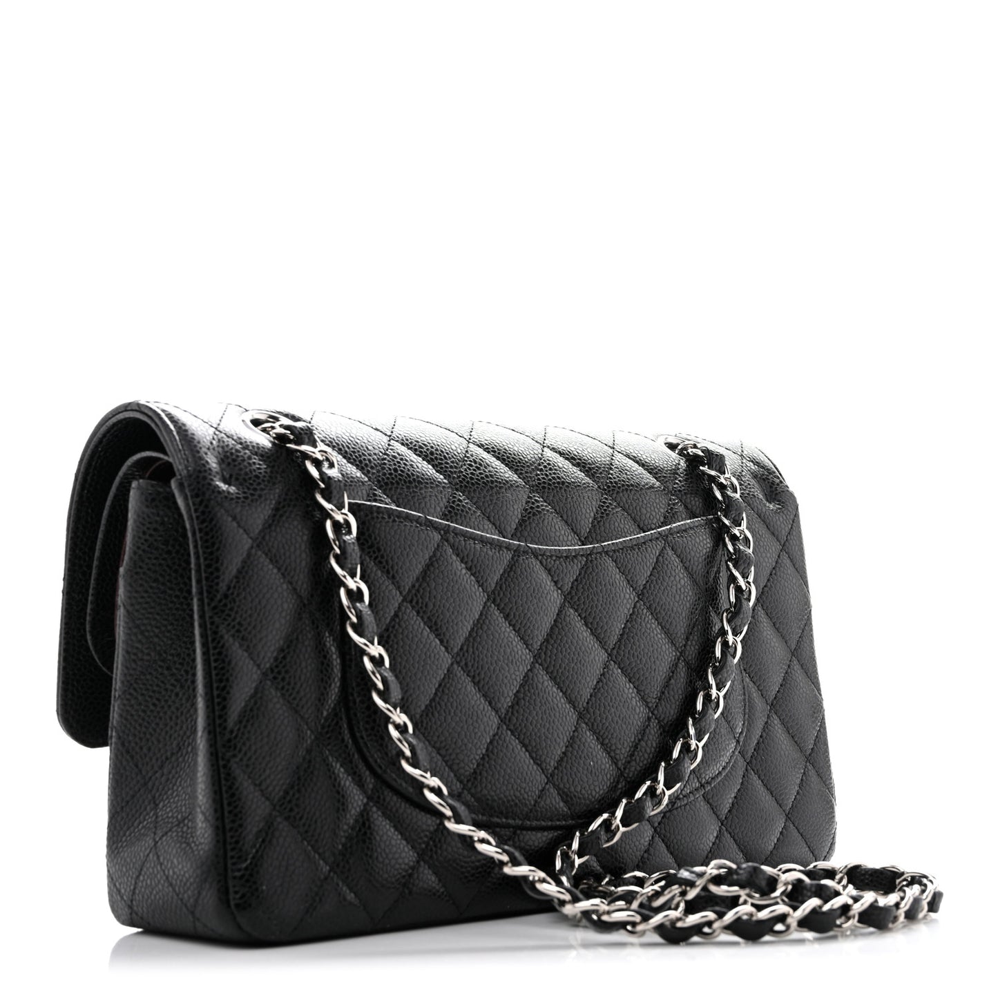 Caviar Quilted Medium Double Flap Black