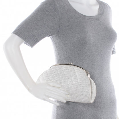 Chanel Lambskin Perforated Timeless Clutch White 2 of 7