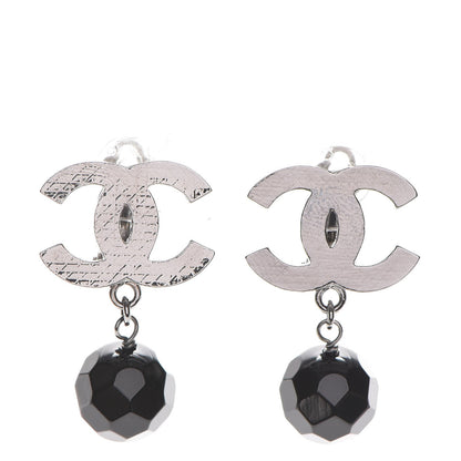 Chanel Ruthenium Bead CC Drop Earrings Black 1 of 5