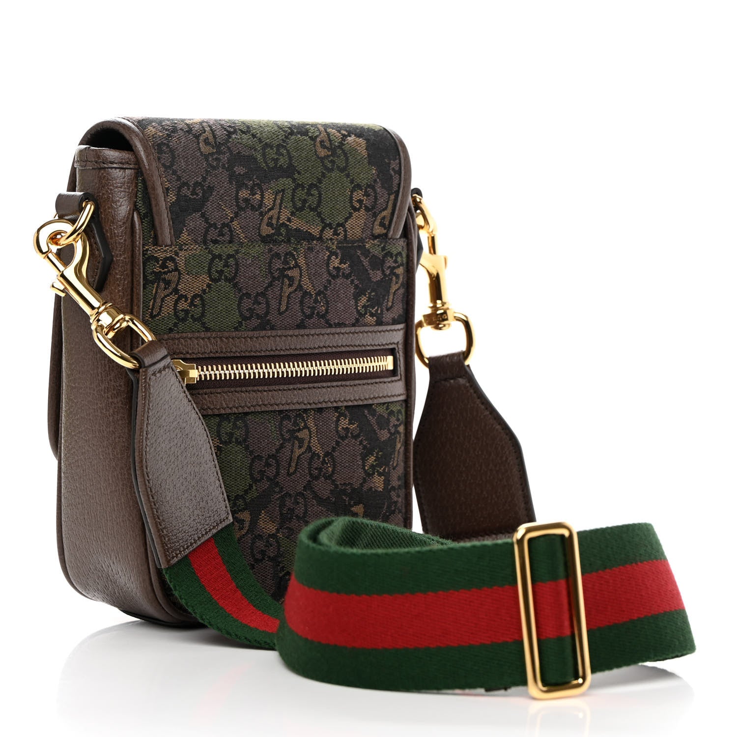 Gucci X PALACE GG P Canvas Monogram Web Camouflage Flap Messenger Brown 3 of 11