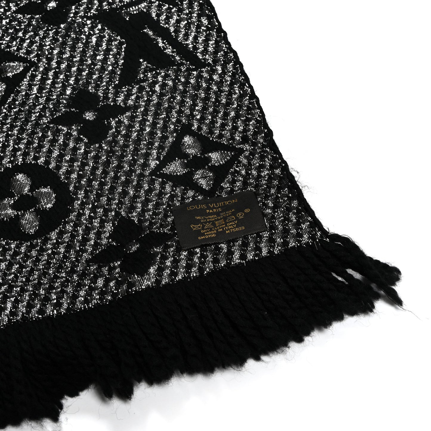 Wool Silk Logomania Shine Scarf Black
