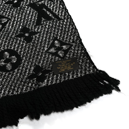 Louis Vuitton Wool Silk Logomania Shine Scarf Black 3 of 4