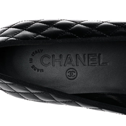 Chanel Lambskin Quilted CC Loafers 38.5 Black 7 of 10