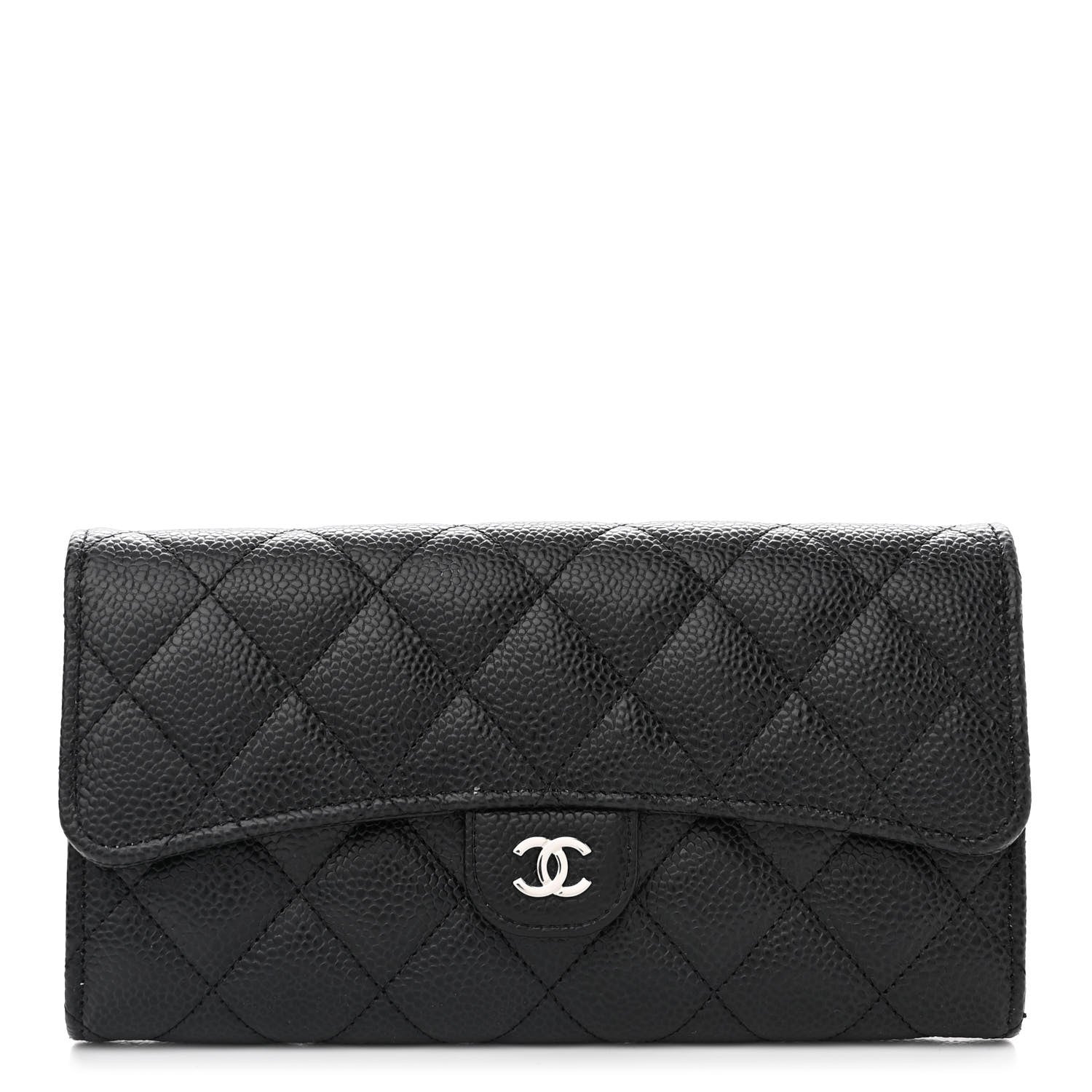 Chanel Caviar Quilted Large Gusset Flap Wallet Black 1 of 8