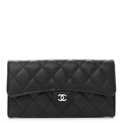 Chanel Caviar Quilted Large Gusset Flap Wallet Black 1 of 8