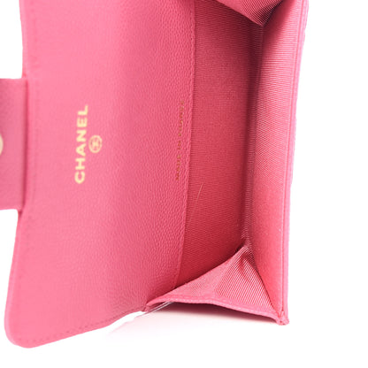 Chanel Caviar Quilted Flap Card Holder Wallet Pink 5 of 9