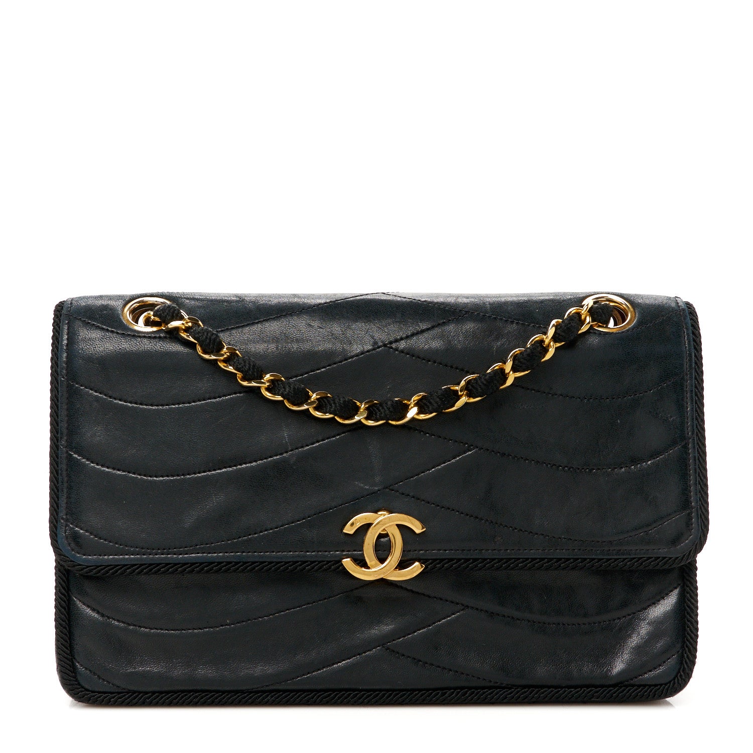 Chanel Lambskin Scallop Quilted Single Flap Black 1 of 12