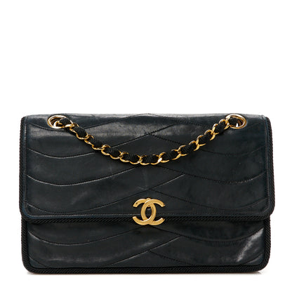 Chanel Lambskin Scallop Quilted Single Flap Black 1 of 12