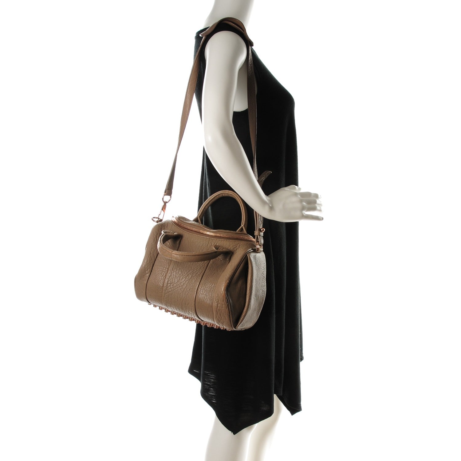 Alexander Wang Pebbled Lambskin Rockie Latte Rose Gold Hardware 2 of 11