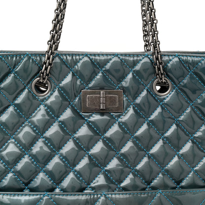 Chanel Patent Quilted Quilted Reissue 2.55 Tote Blue 8 of 12