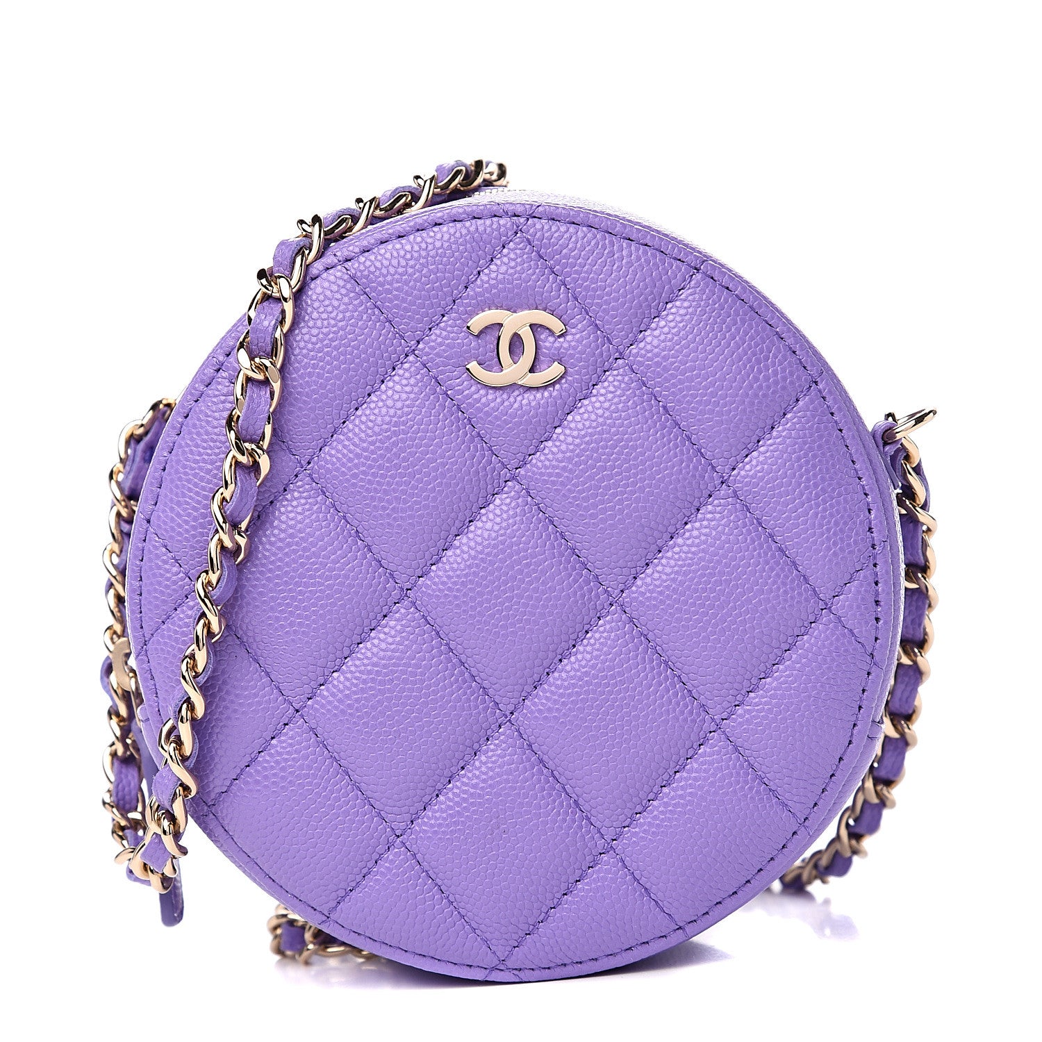 Chanel Caviar Quilted Round Clutch With Chain Purple 1 of 9