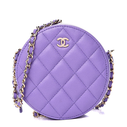 Chanel Caviar Quilted Round Clutch With Chain Purple 1 of 9
