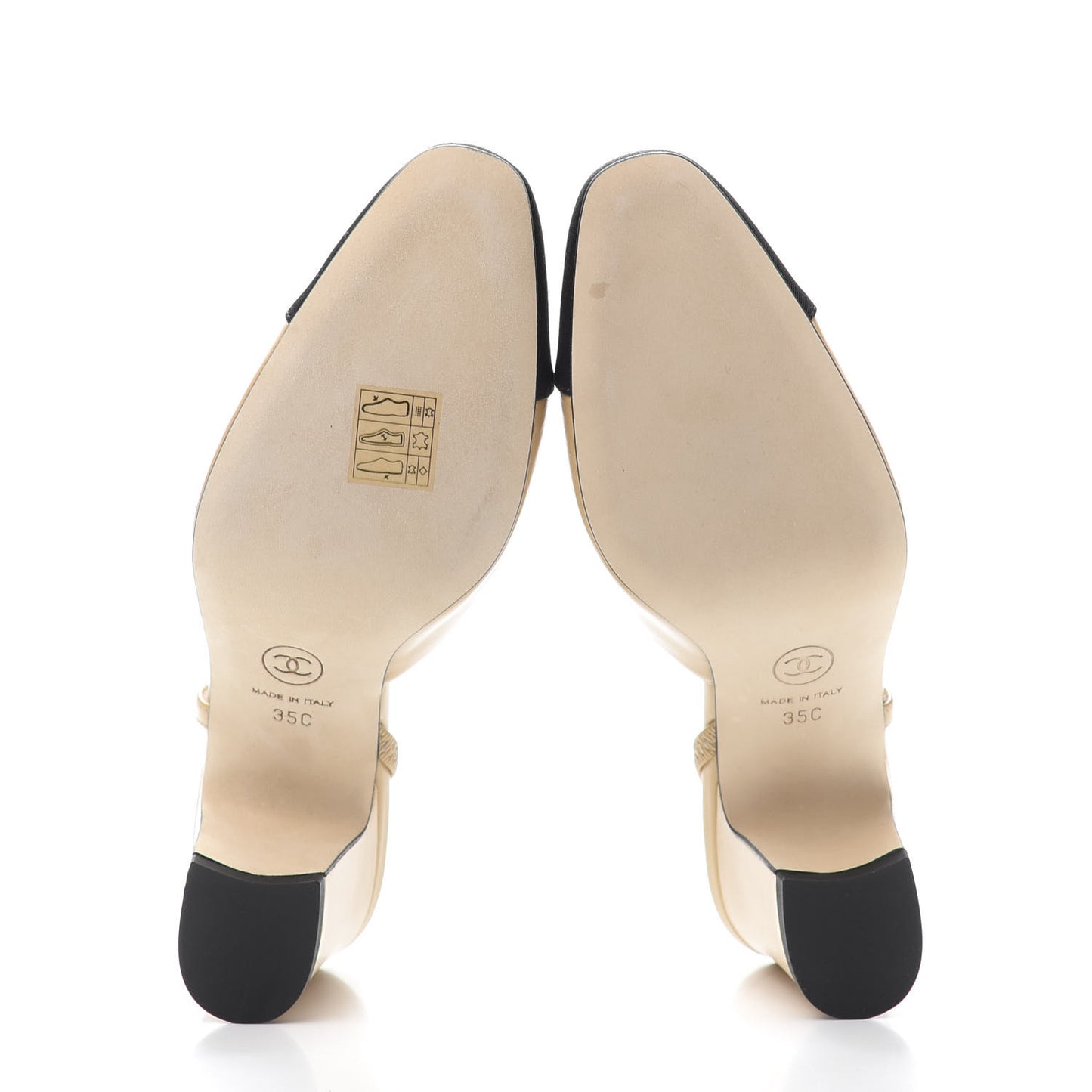 Goatskin Grosgrain Cap Toe CC Slingback Pumps 35 Beige Black