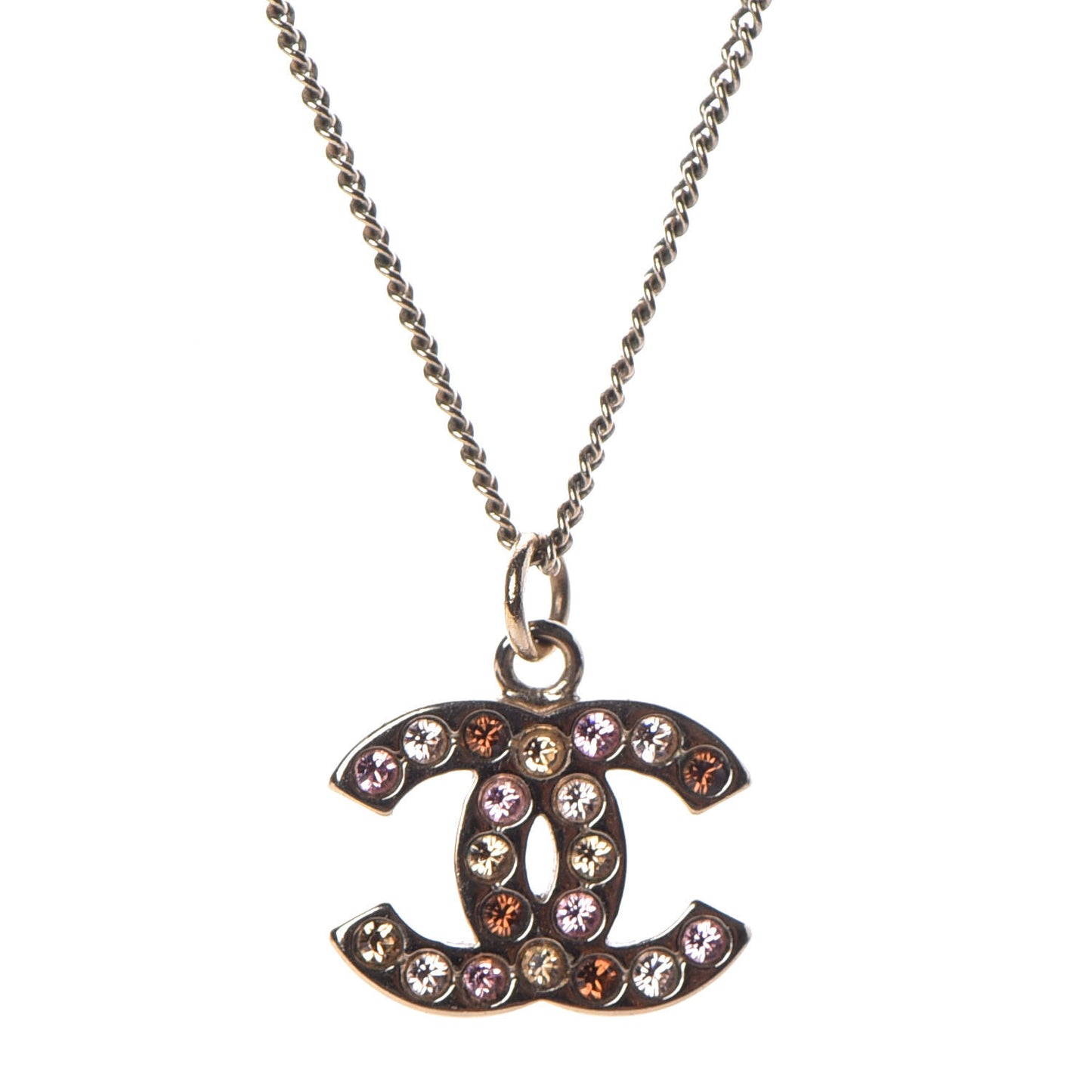 Crystal CC Pendant Necklace Gold