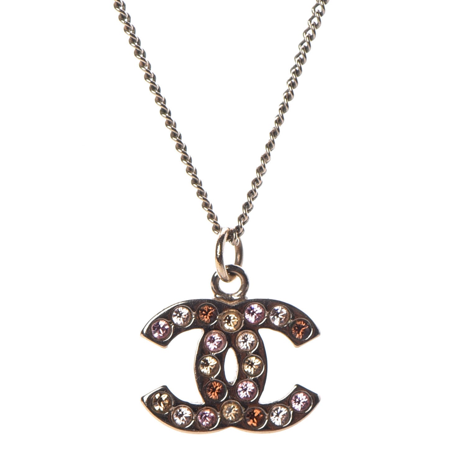 Chanel Crystal CC Pendant Necklace Gold 4 of 5