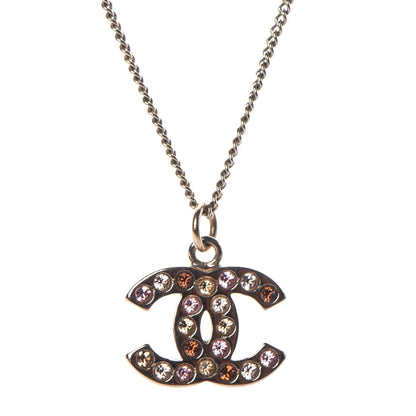 Chanel Crystal CC Pendant Necklace Gold 4 of 5
