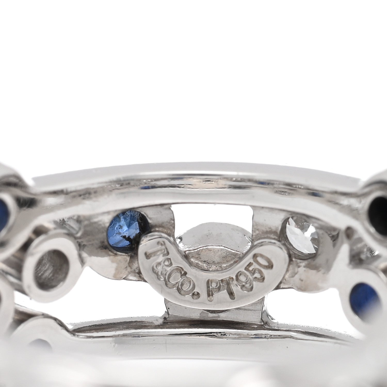 Tiffany Platinum Diamond Sapphire Bubble Band Ring 51 5.75 4 of 4