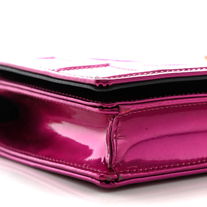 Christian Dior Metallic Patent Micro-Cannage Diorama Wallet on Chain Pouch Fuchsia 9 of 10