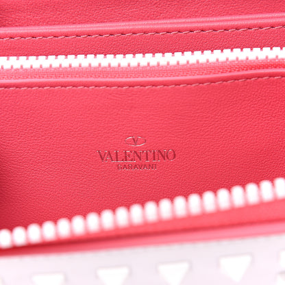 Valentino Garavani Vitello Colorblock Free Rockstud Zip Around Wallet Shadow Pink White 7 of 8