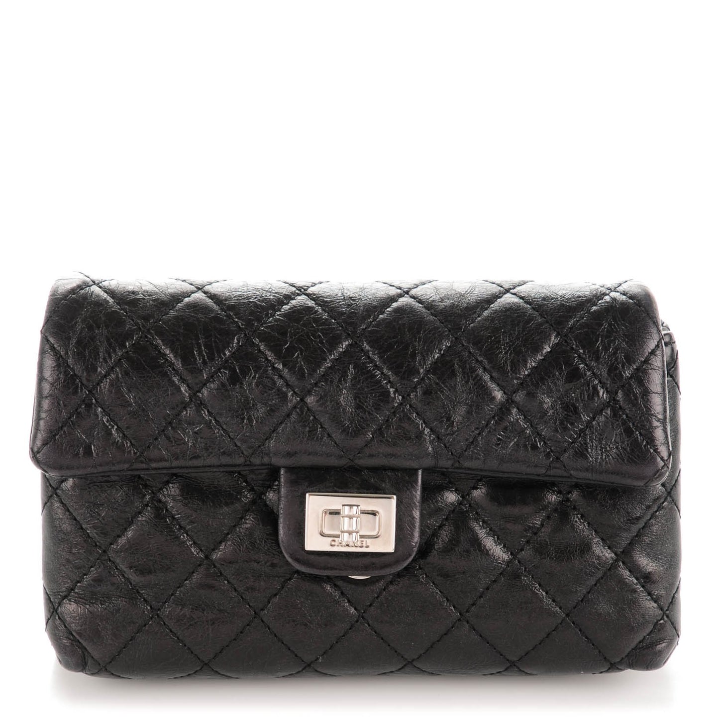 Glazed Calfskin 2.55 Reissue Flap Belt Bag Clutch Black