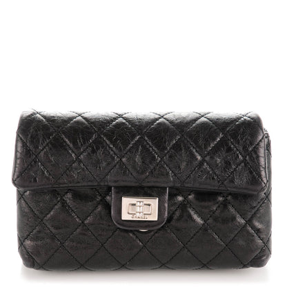 Chanel Glazed Calfskin 2.55 Reissue Flap Belt Bag Clutch Black 1 of 7