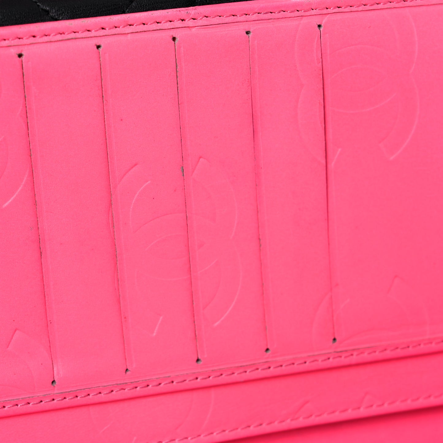 Calfskin Quilted Cambon Long Double Wallet Black