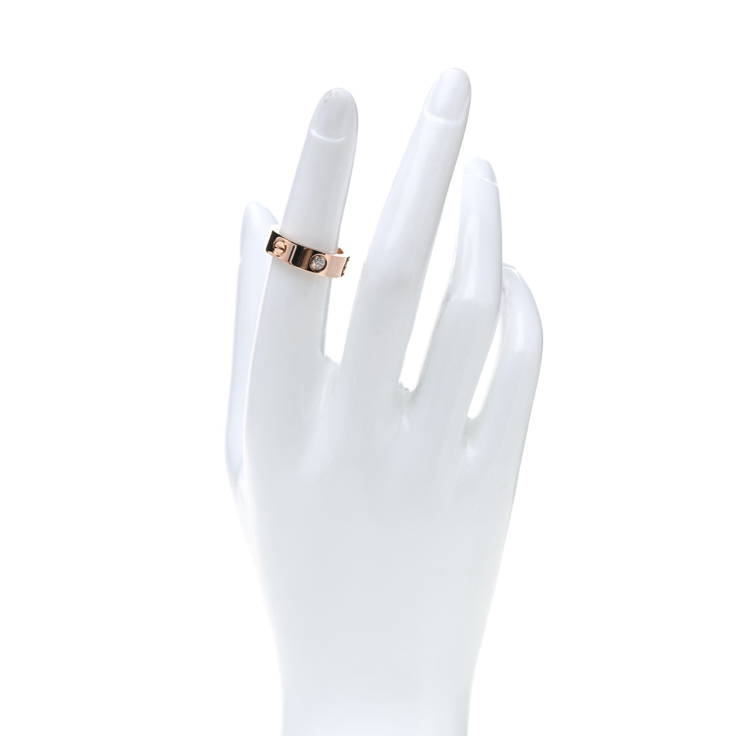 18K Pink Gold 3 Diamond 5.5mm LOVE Ring 51 5.75