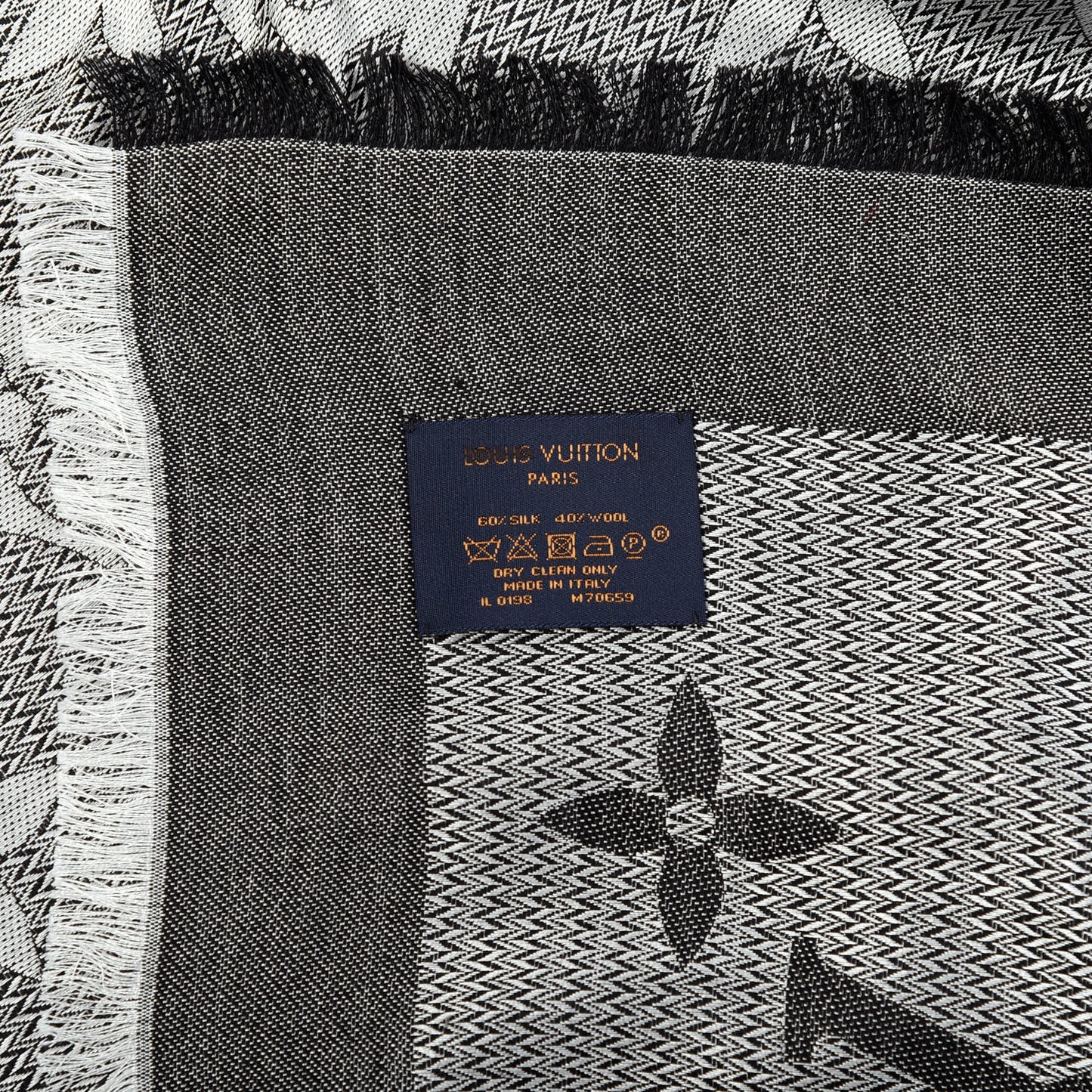 Silk Wool Beyond Monogram Shawl Silver