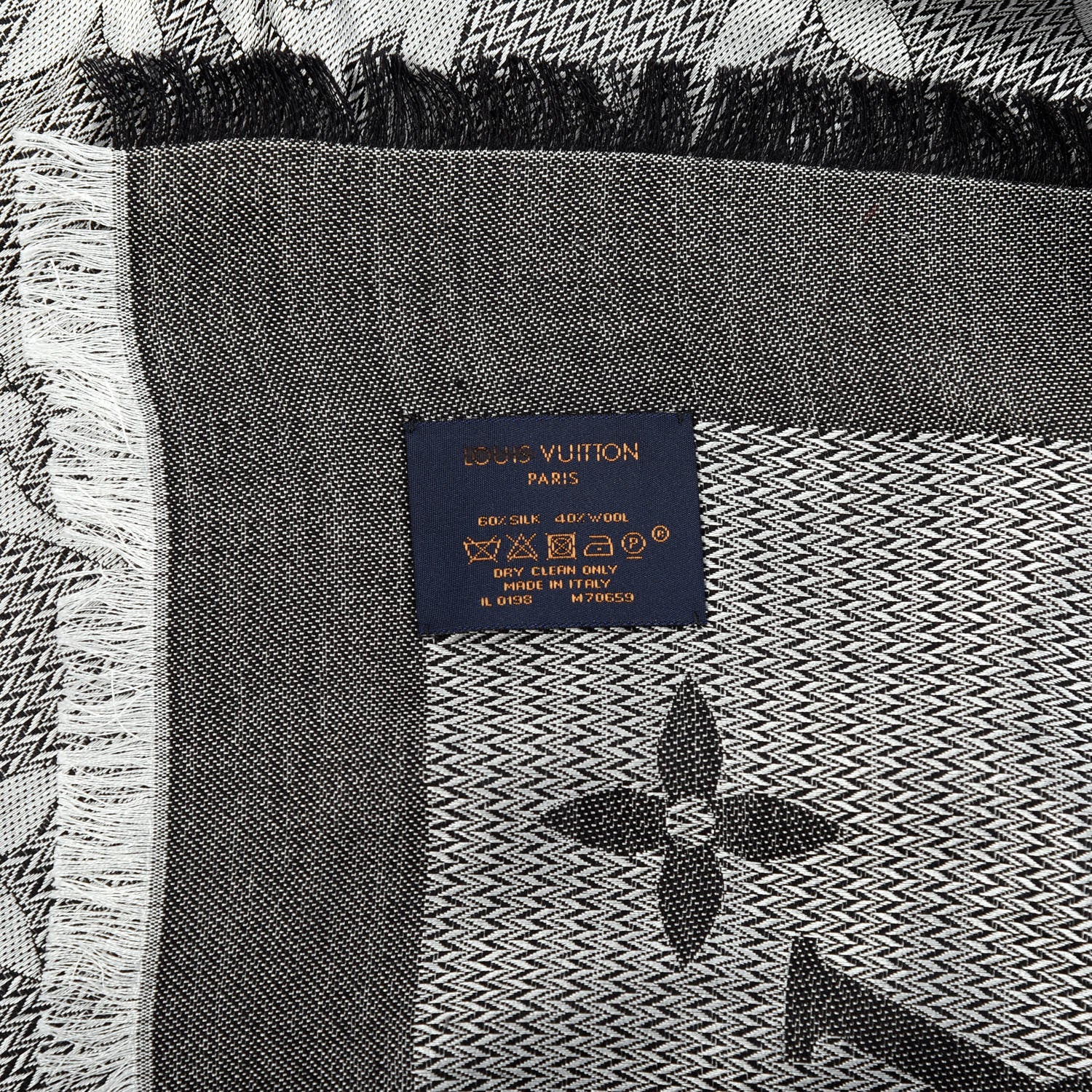 Louis Vuitton Silk Wool Beyond Monogram Shawl Silver 4 of 4