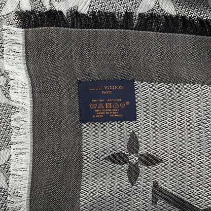 Louis Vuitton Silk Wool Beyond Monogram Shawl Silver 4 of 4
