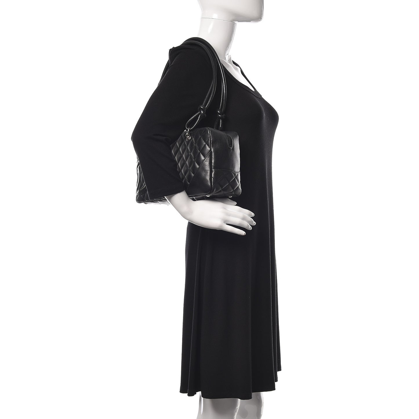 Calfskin Quilted Large Cambon Bowler Black