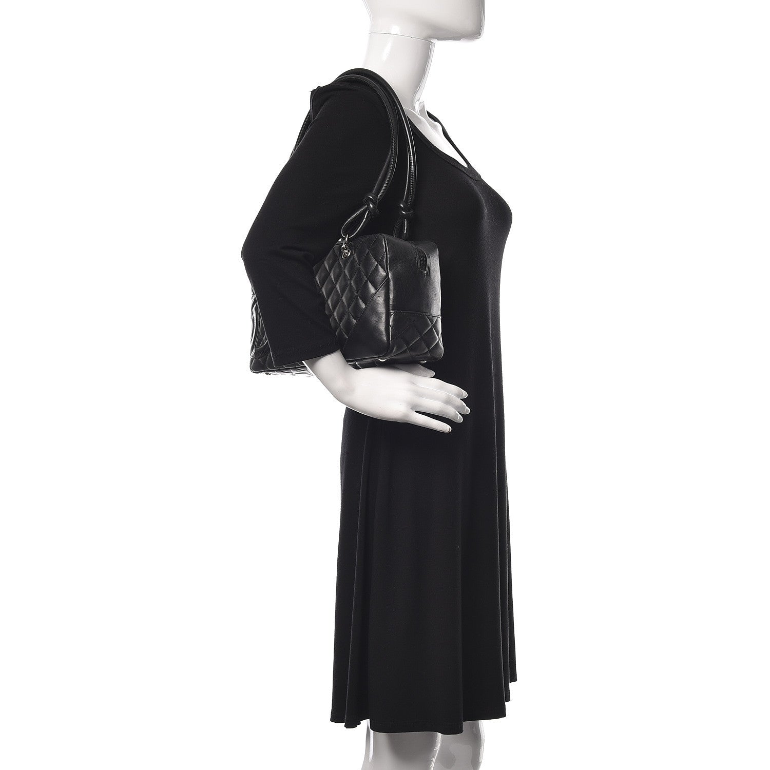 Chanel Calfskin Quilted Large Cambon Bowler Black 2 of 8