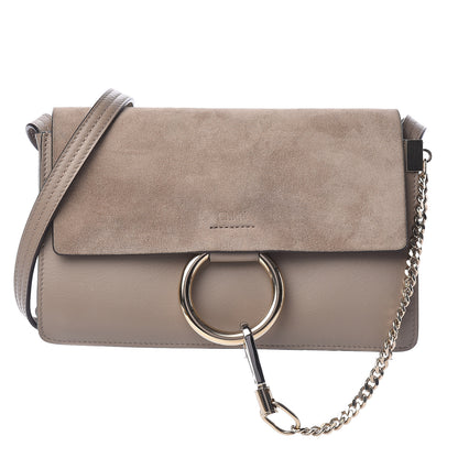 Chloe Suede Calfskin Small Faye Shoulder Bag Motty Grey 1 of 10