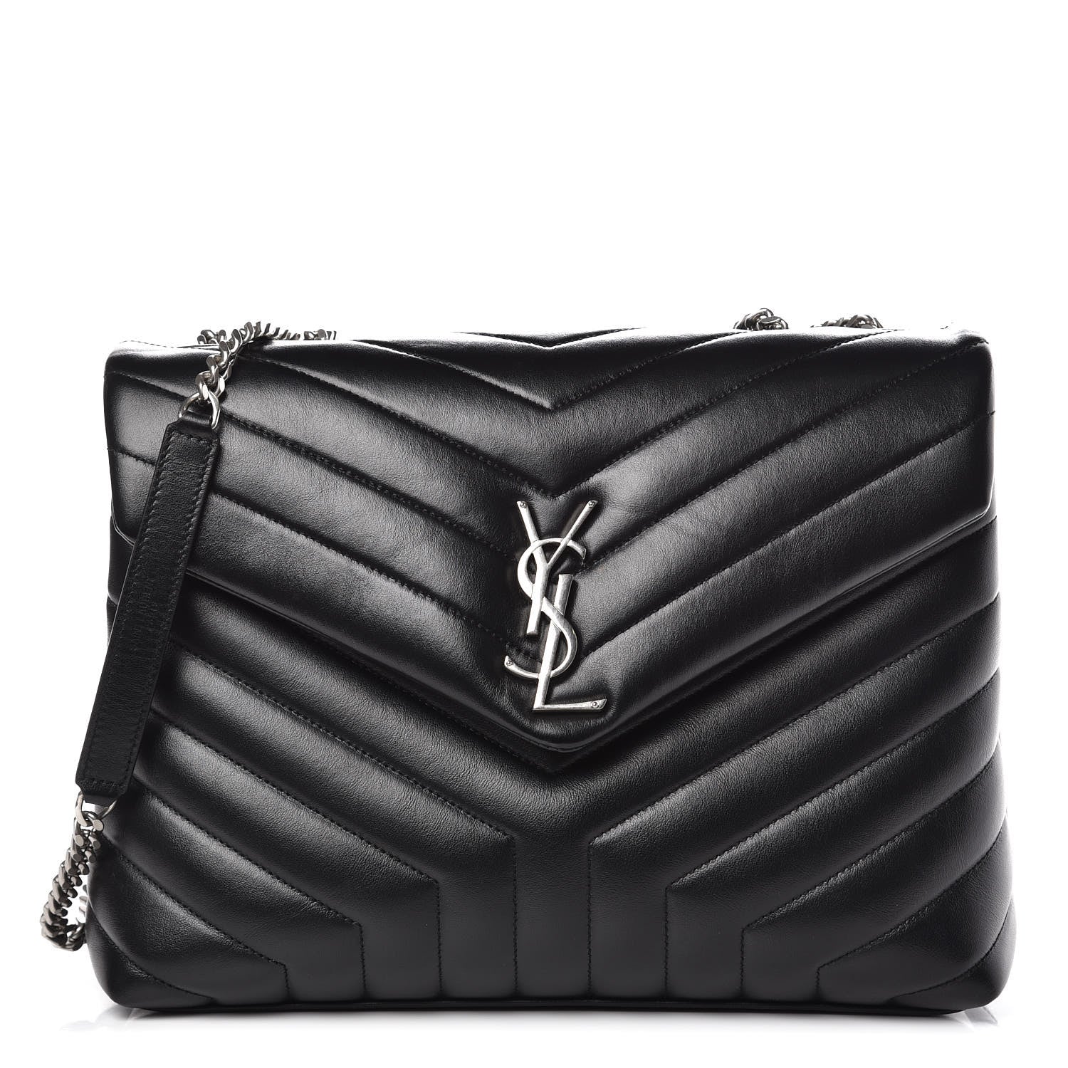 Saint Laurent Calfskin Y Quilted Monogram Medium Loulou Chain Satchel Black 1 of 11