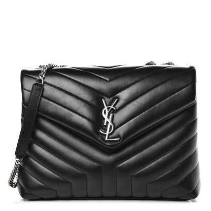 Saint Laurent Calfskin Y Quilted Monogram Medium Loulou Chain Satchel Black 1 of 11