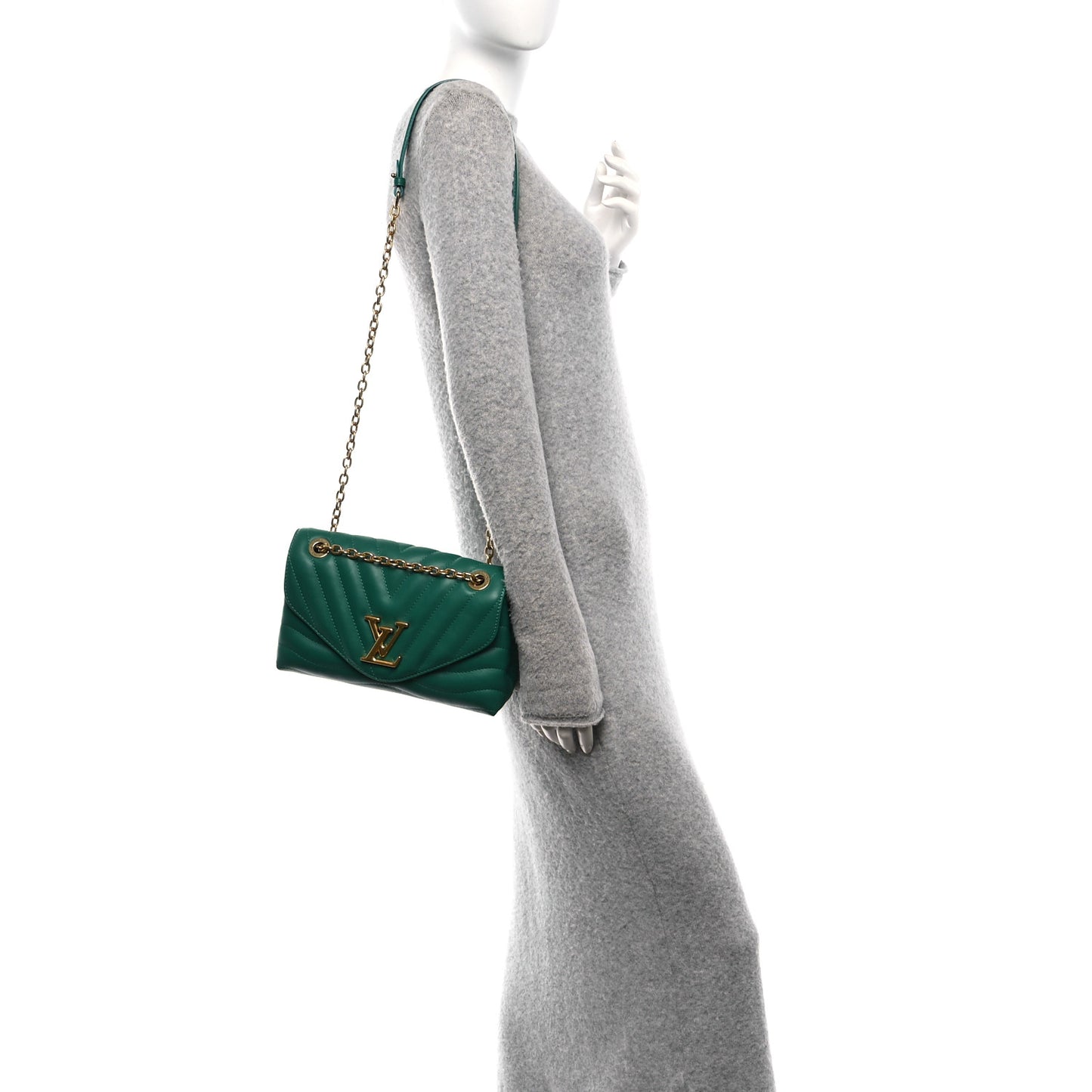 Calfskin New Wave Chain Bag MM NM Emerald